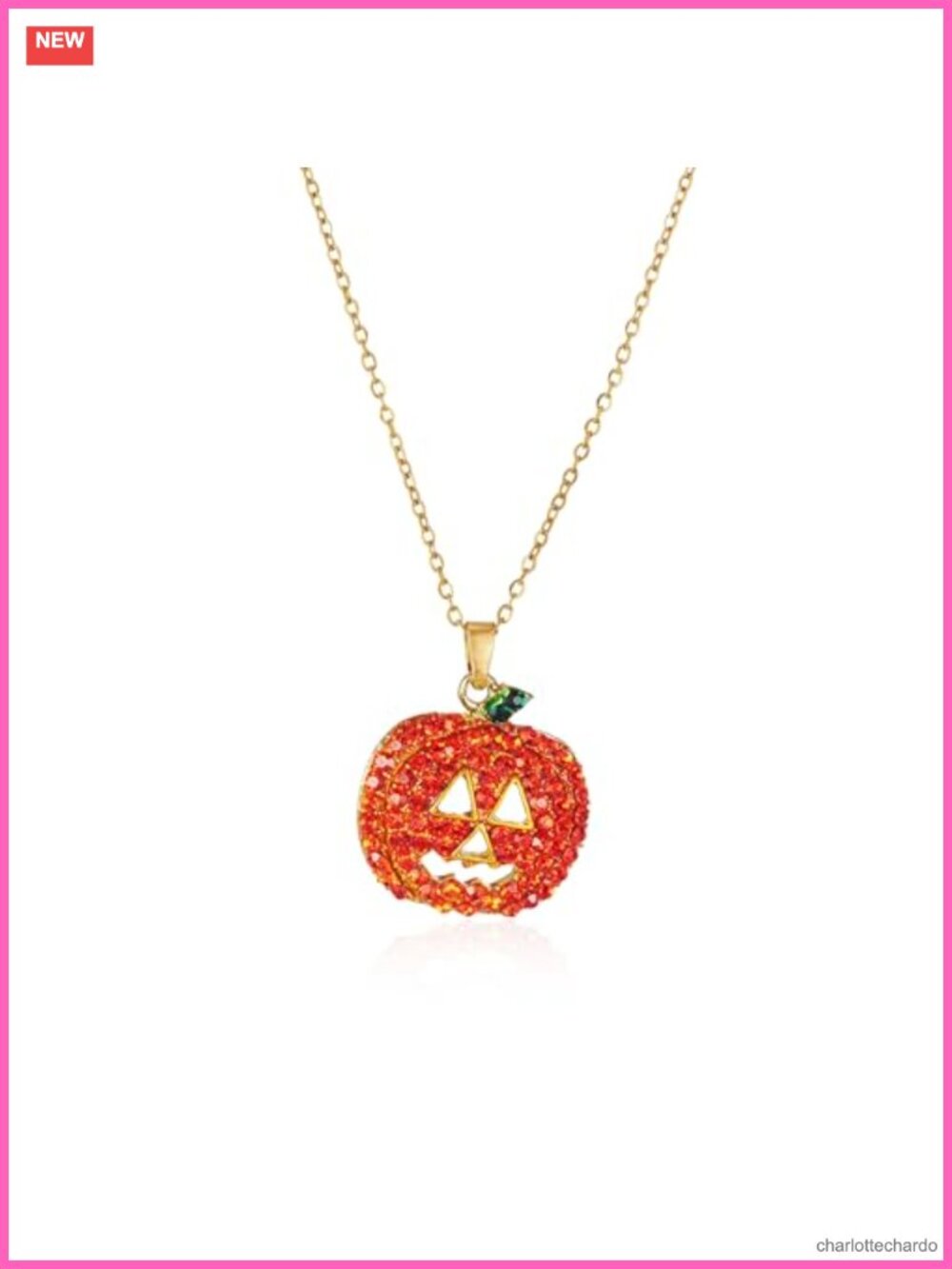 Pumpkin Earrings Necklace Set Cubic Zirconia Gold Plated Halloween
